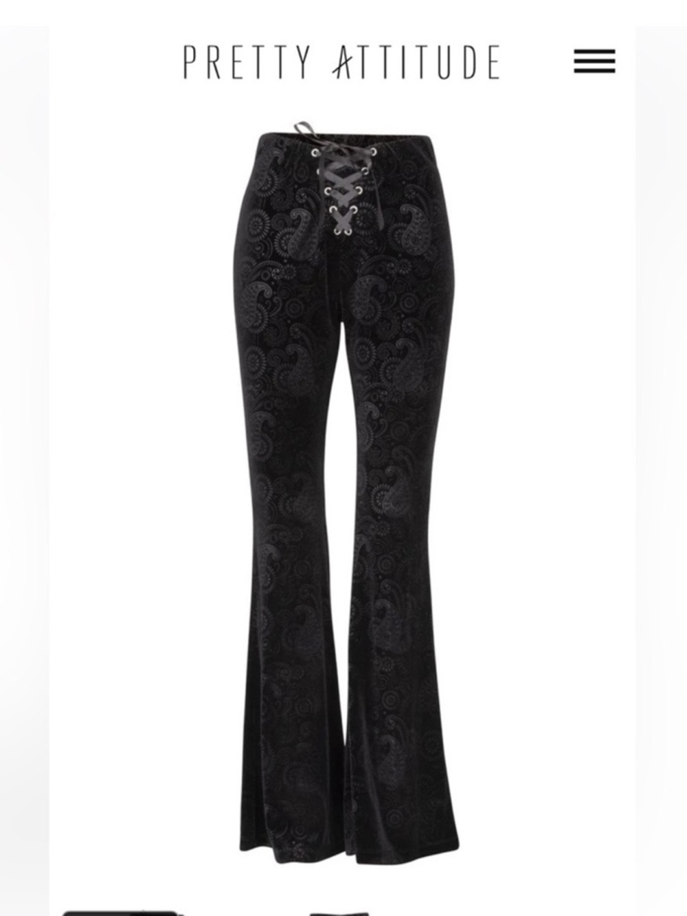 Pretty Attitude Velvet Burn Out Paisley Flare Witchy Gothic pants